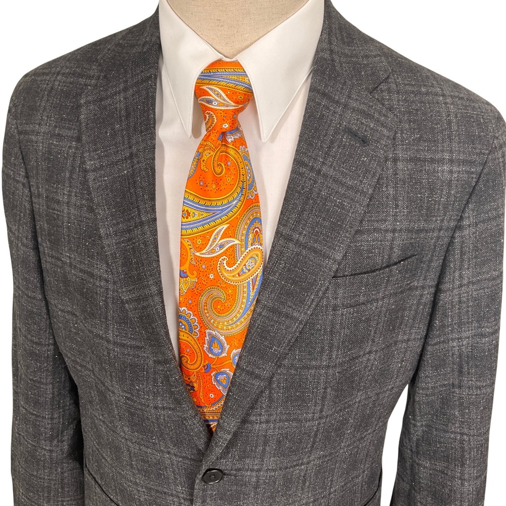 Nordstrom Blazer Mens 40R Gray Plaid Tollegno 1900 Trim Fit Italian Wool Jacket